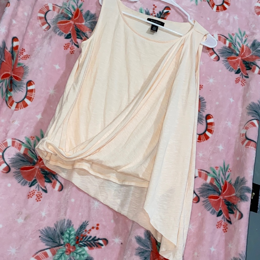 White House Black Market Cream Asymmetrical Tank Top